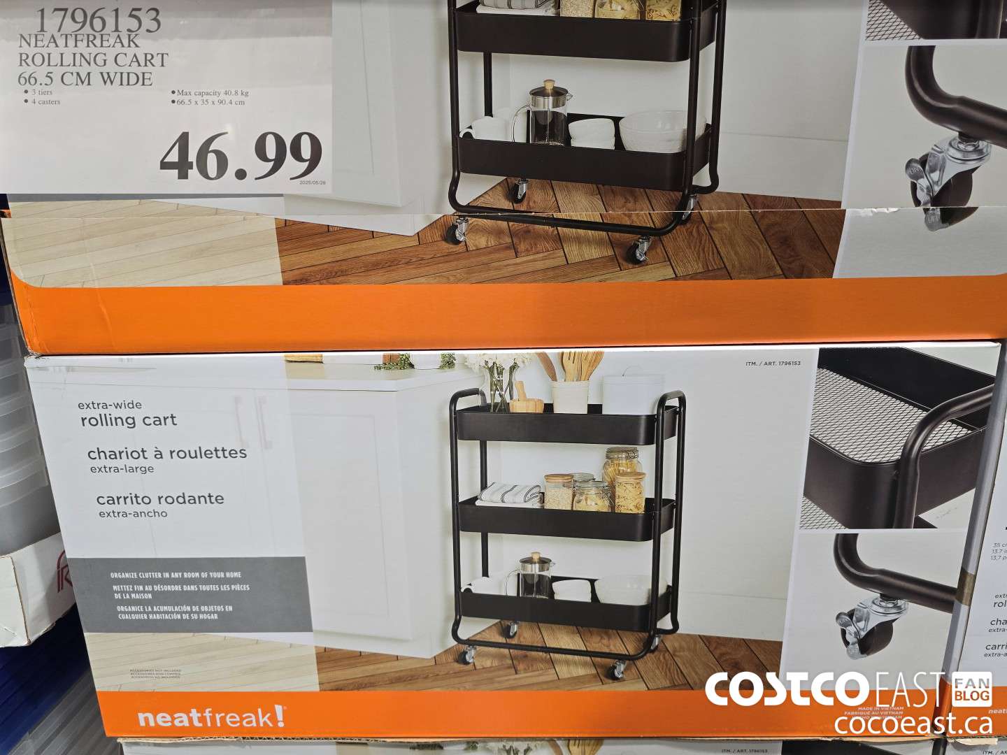 1796153 NEATFREAK ROLLING CART 66.5 CM WIDE $46.99