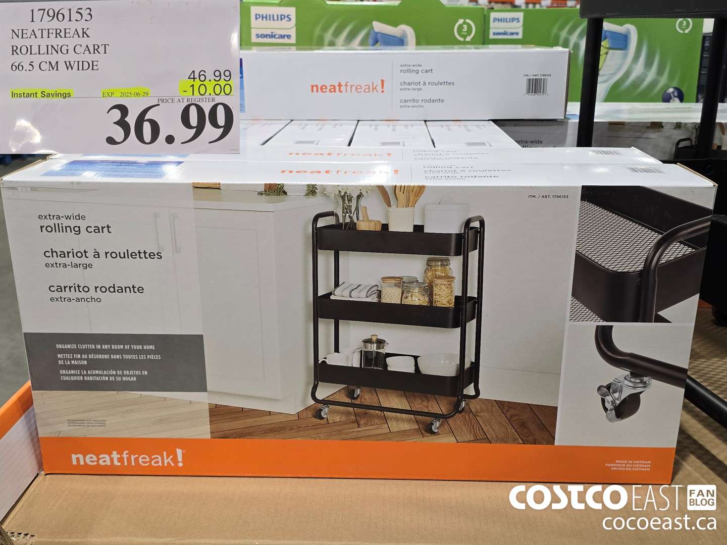 1796153 NEATFREAK ROLLING CART 66.5 CM WIDE ($10.00 INSTANT SAVINGS EXPIRES ON 2025-06-29) $36.99