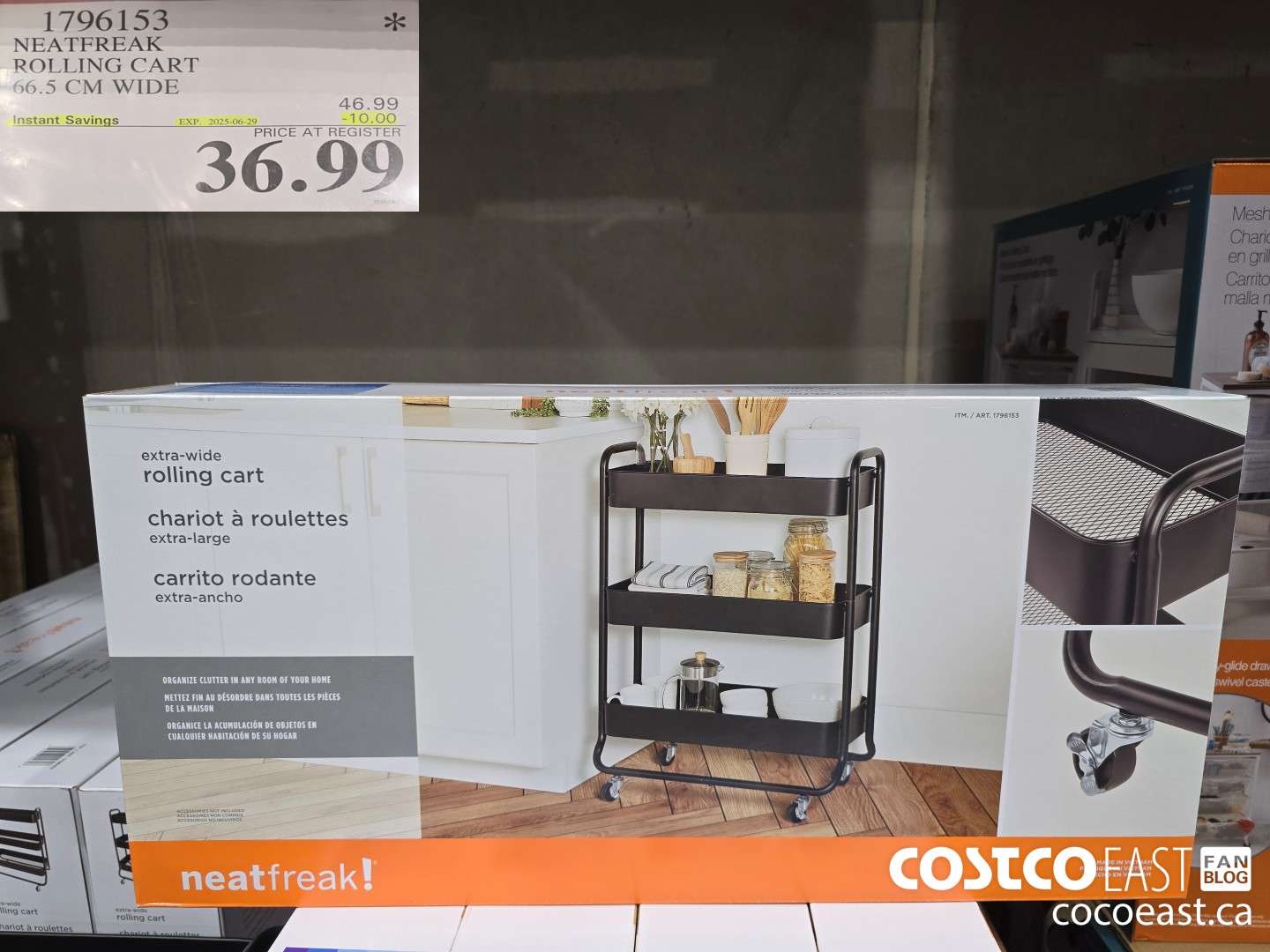 1796153 NEATFREAK ROLLING CART 66.5 CM WIDE ($10.00 INSTANT SAVINGS EXPIRES ON 2025-06-29) $36.99