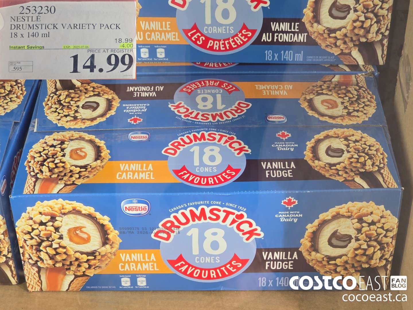 253230 NESTLE DRUMSTICK VARIETY PACK 18 X 140 ML ($4.00 INSTANT SAVINGS EXPIRES ON 2025-07-06) $14.99