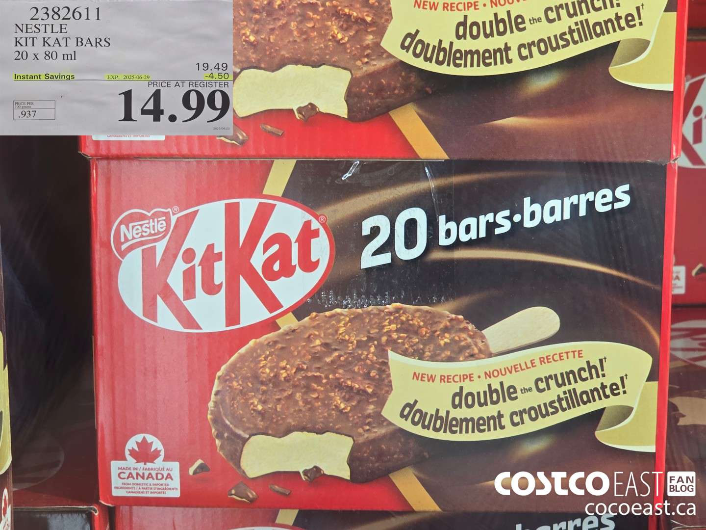 2382611 NESTLE KIT KAT BARS 20 x 80 ml ($4.50 INSTANT SAVINGS EXPIRES ON 2025-06-29) $14.99