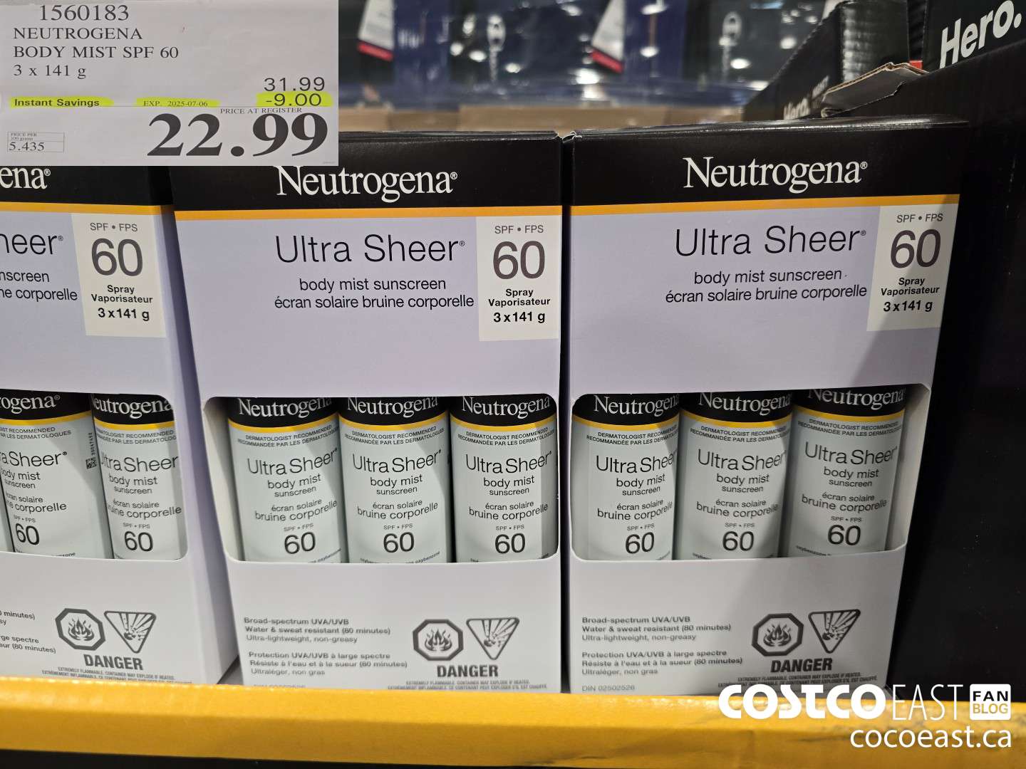 1560183 NEUTROGENA BODY MIST SPF 60 3 X 141 g ($9.00 INSTANT SAVINGS EXPIRES ON 2025-07-06) $22.99