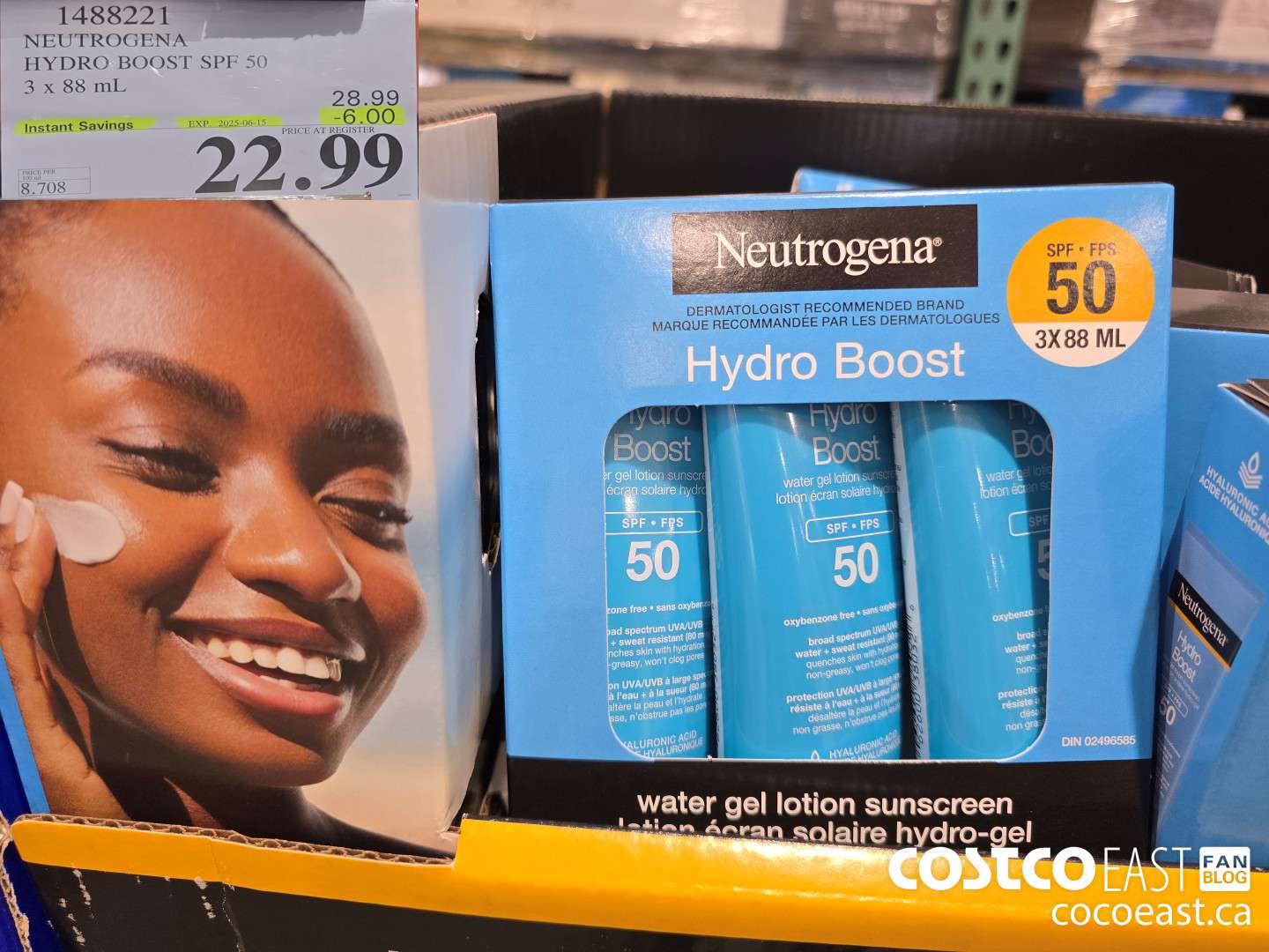 1488221 NEUTROGENA HYDROBOOST SPF 50 3 x 88 mL ($6.00 INSTANT SAVINGS EXPIRES ON 2025-06-08) $22.99