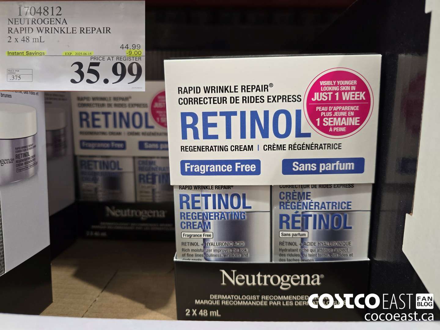 1704812 NEUTROGENA RAPID WRINKLE REPAIR 2 x 48 mL ($9.00 INSTANT SAVINGS EXPIRES ON 2025-06-15) $35.99