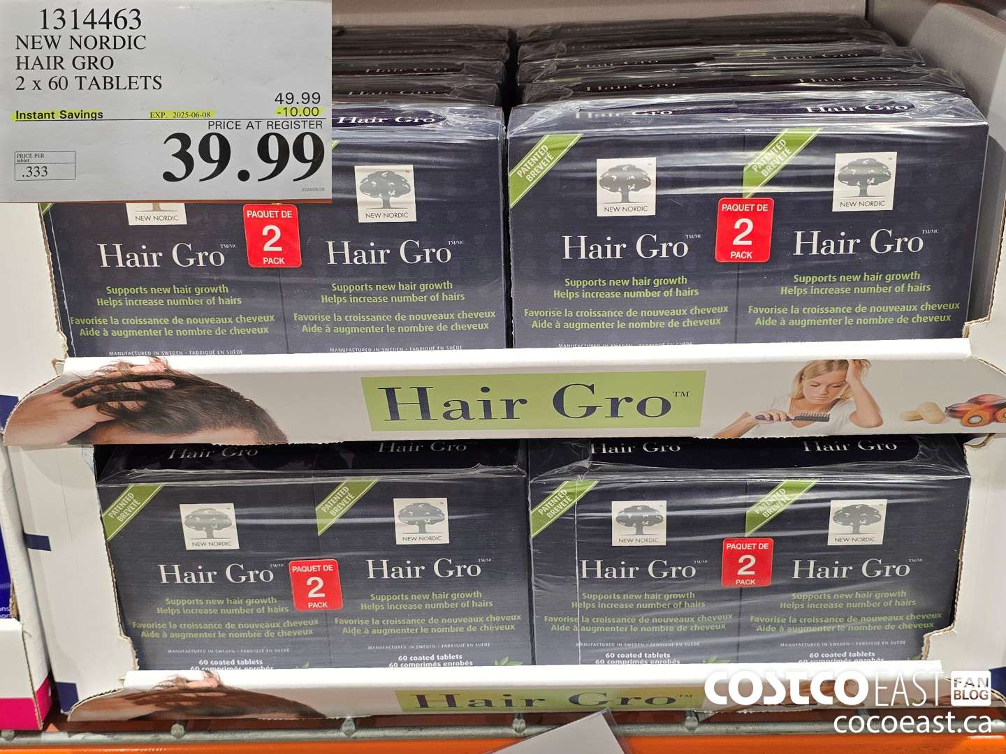 1314463 NEW NORDIC HAIR GRO 2 x 60 TABLETS ($10.00 INSTANT SAVINGS EXPIRES ON 2025-06-08) $39.99