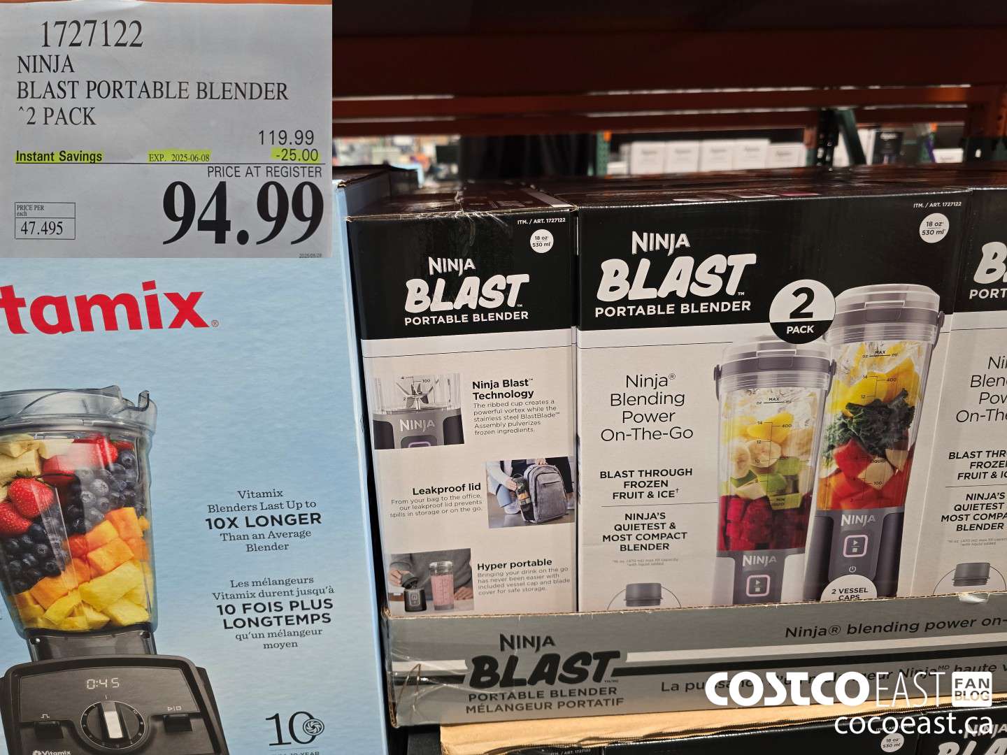 1727122 NINJA BLAST PORTABLE BLENDER 2 PACK ($25.00 INSTANT SAVINGS EXPIRES ON 2025-06-08) $94.99