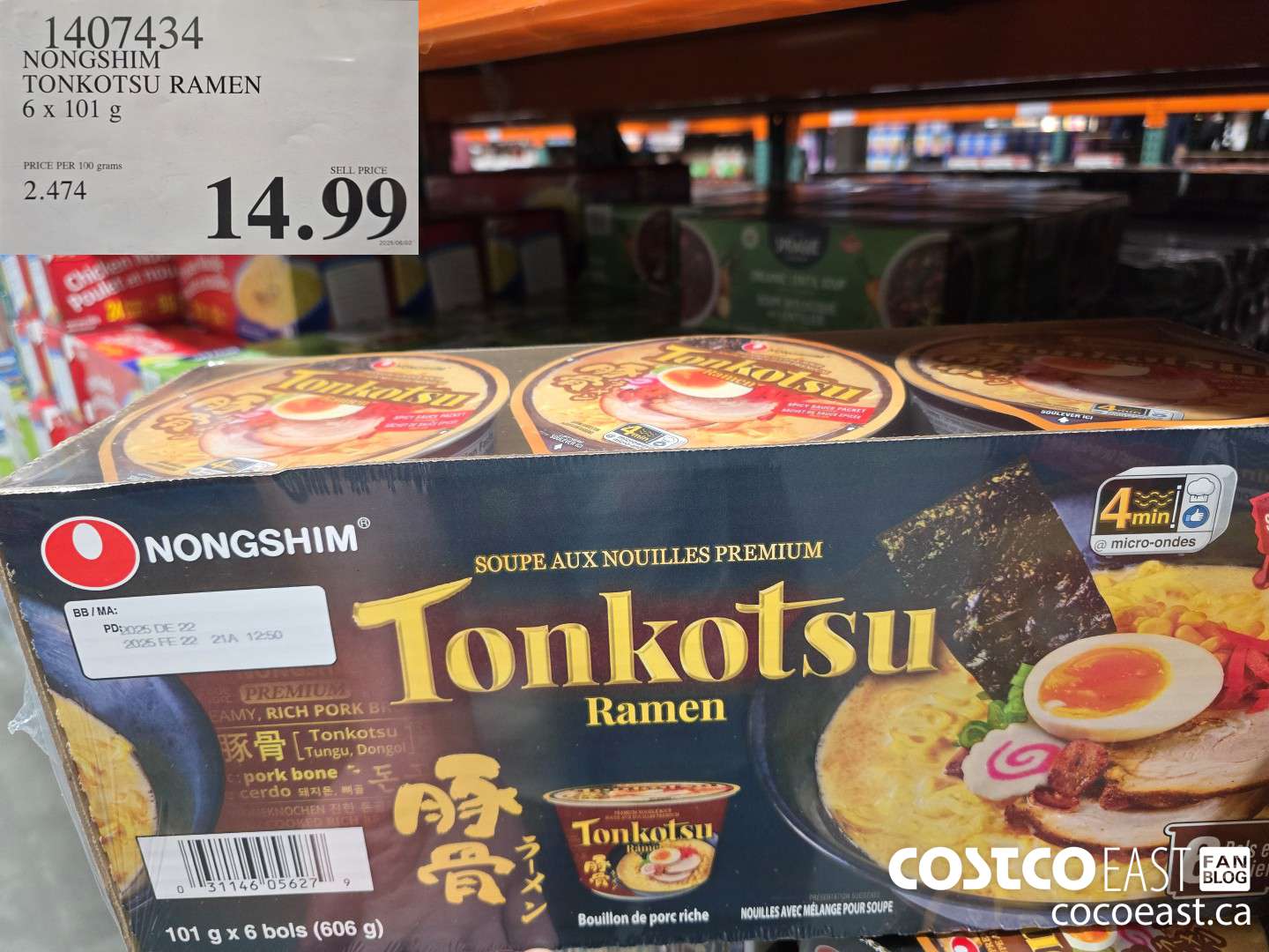 1407434 NONGSHIM TONKOTSU RAMEN 6 X 101 G $14.99
