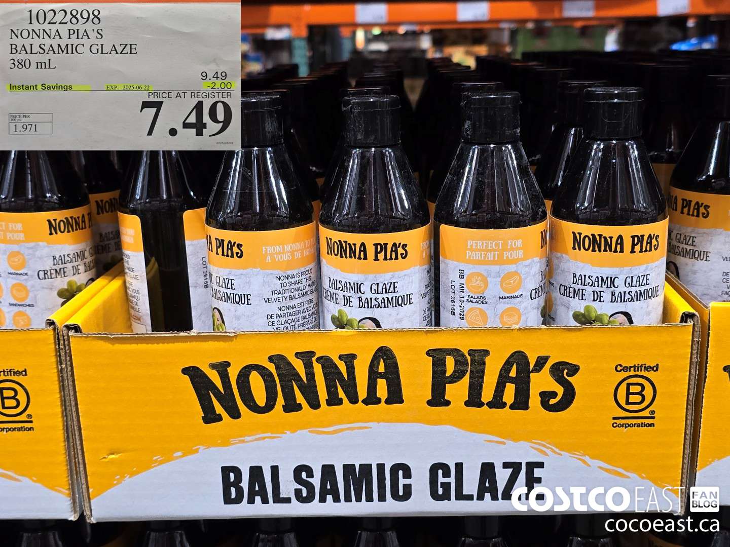 1022898 NONNA PIA'S BALSAMIC GLAZE 380 mL ($2.00 INSTANT SAVINGS EXPIRES ON 2025-06-22) $7.49