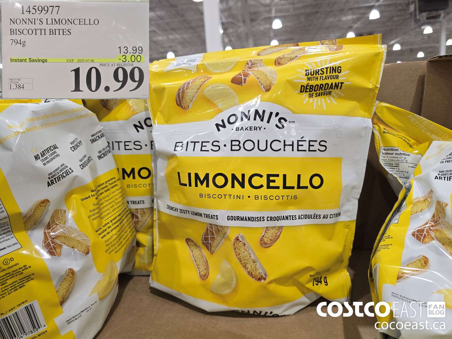 1459977 NONNI'S LIMONCELLO BISCOTTI BITES 794G ($3.00 INSTANT SAVINGS EXPIRES ON 2025-07-06) $10.99