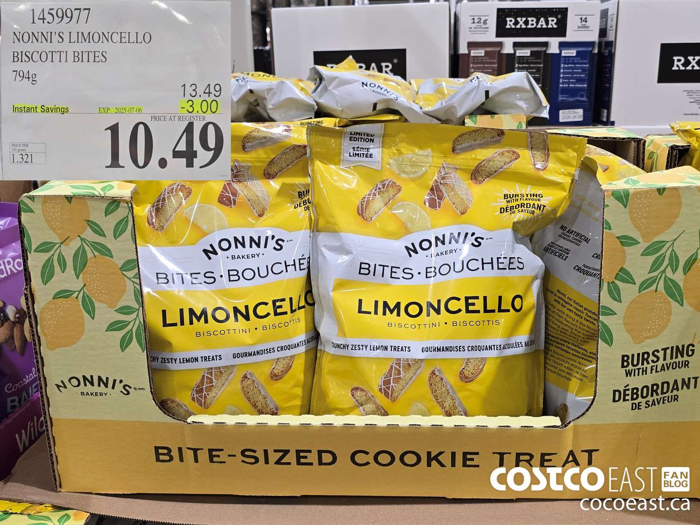 1459977 NONNI'S LIMONCELLO BISCOTTI BITES 794G ($3.00 INSTANT SAVINGS EXPIRES ON 2025-07-06) $10.49