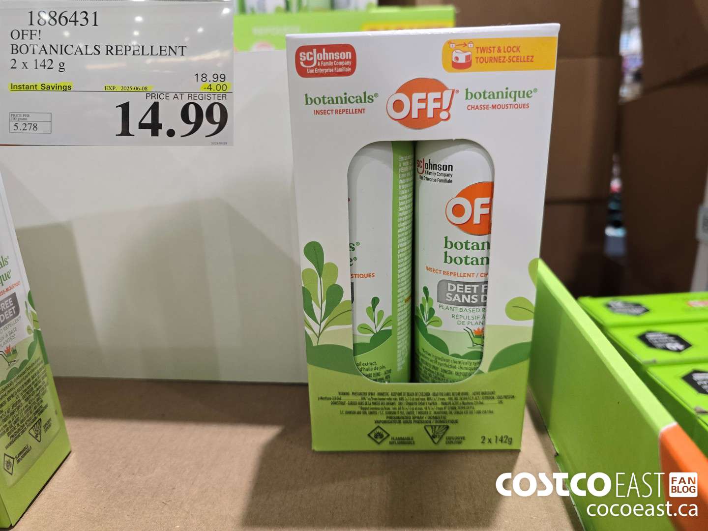 1886431 OFF! BOTANICALS REPELLENT 2 X 142G ($4.00 INSTANT SAVINGS EXPIRES ON 2025-06-08) $14.99