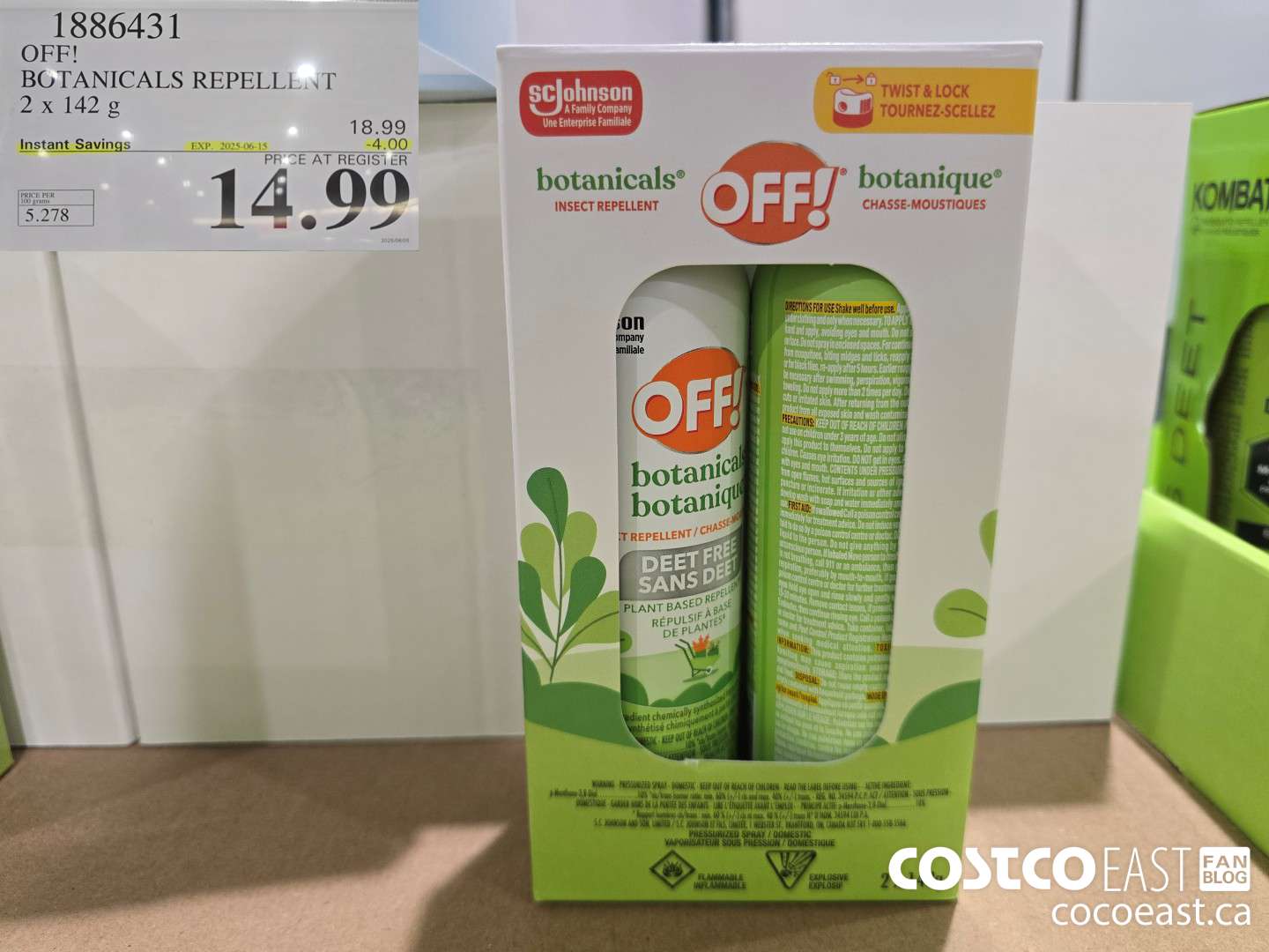 1886431 OFF! BOTANICALS REPELLENT 2 X 142G ($4.00 INSTANT SAVINGS EXPIRES ON 2025-06-15) $14.99