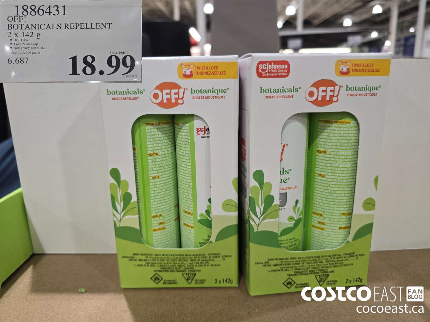 1886431 OFF! BOTANICALS REPELLENT 2 X 142G $18.99