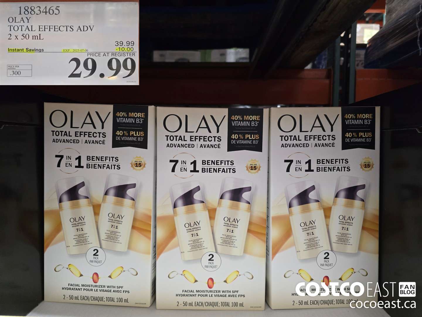 1883465 OLAY TOTAL EFFECTS ADV 2 X 50 ML ($10.00 INSTANT SAVINGS EXPIRES ON 2025-07-06) $29.99