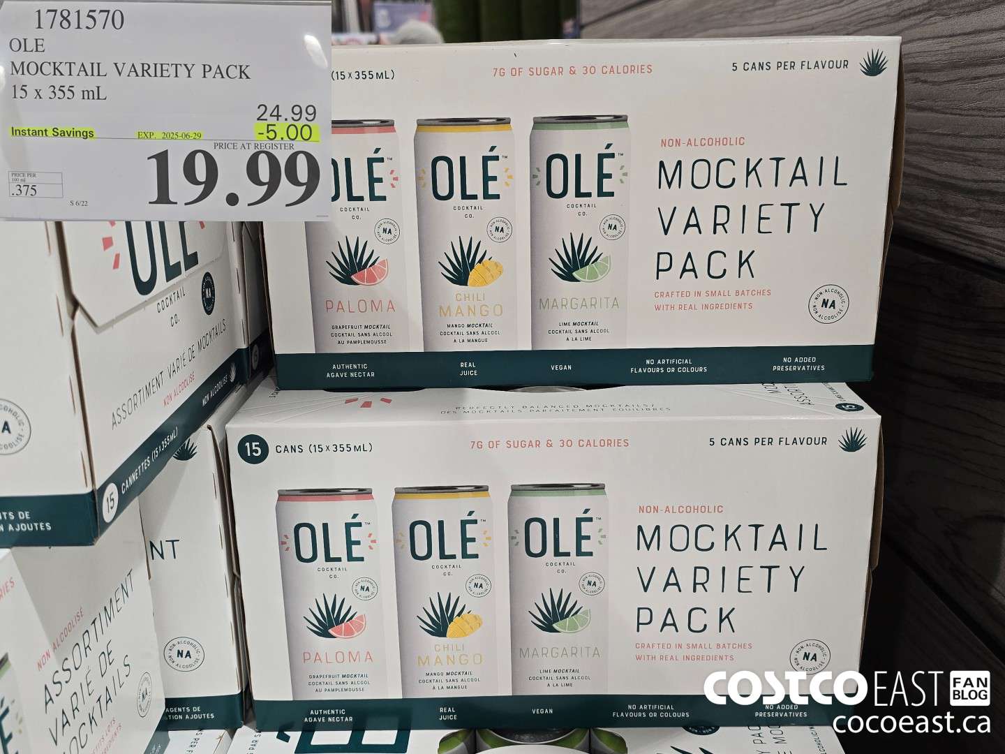 1781570 OLE MOCKTAIL VARIETY PACK 15 x 355 mL ($5.00 INSTANT SAVINGS EXPIRES ON 2025-06-29) $19.99