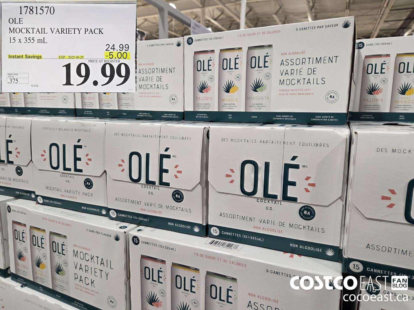 1781570 OLE MOCKTAIL VARIETY PACK 15 x 355 mL ($5.00 INSTANT SAVINGS EXPIRES ON 2025-06-29) $19.99