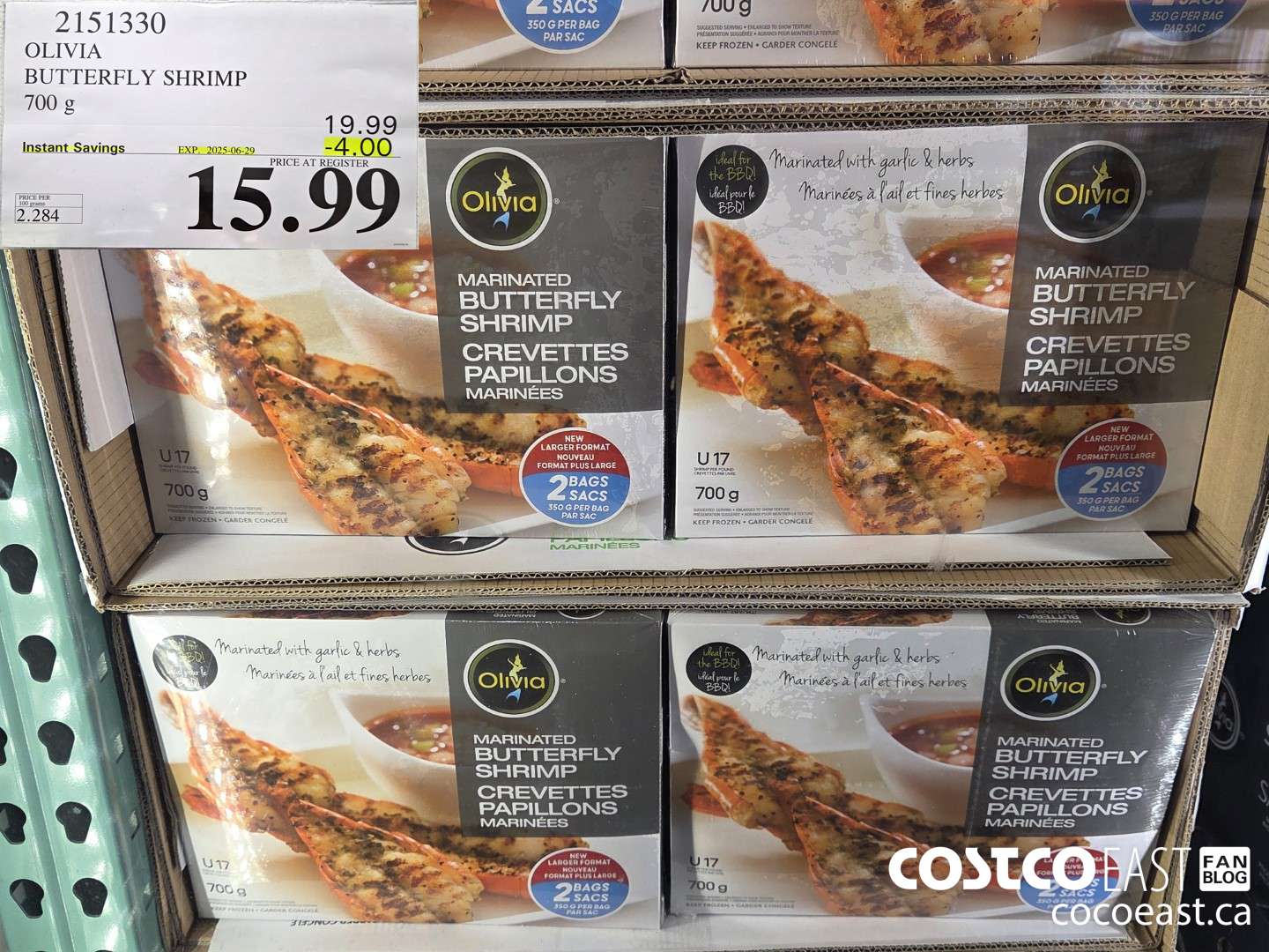 2151330 OLIVIA BUTTERFLY SHRIMP 700 G ($4.00 INSTANT SAVINGS EXPIRES ON 2025-06-29) $15.99