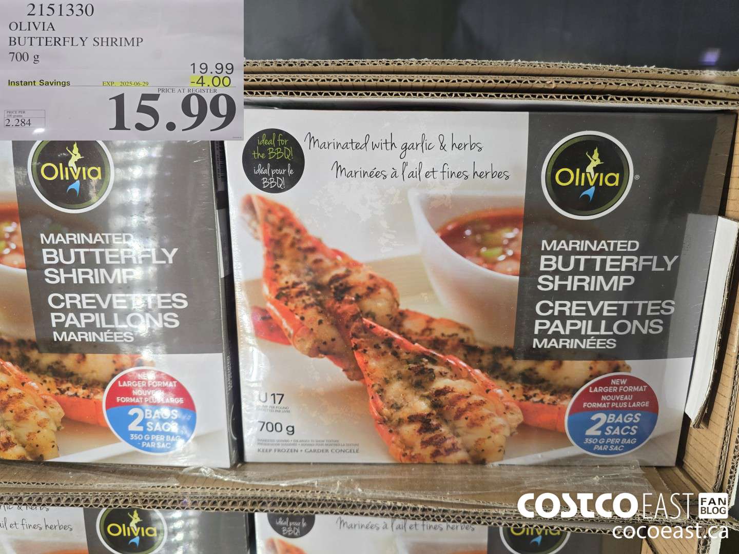 2151330 OLIVIA BUTTERFLY SHRIMP 700 G ($4.00 INSTANT SAVINGS EXPIRES ON 2025-06-29) $15.99