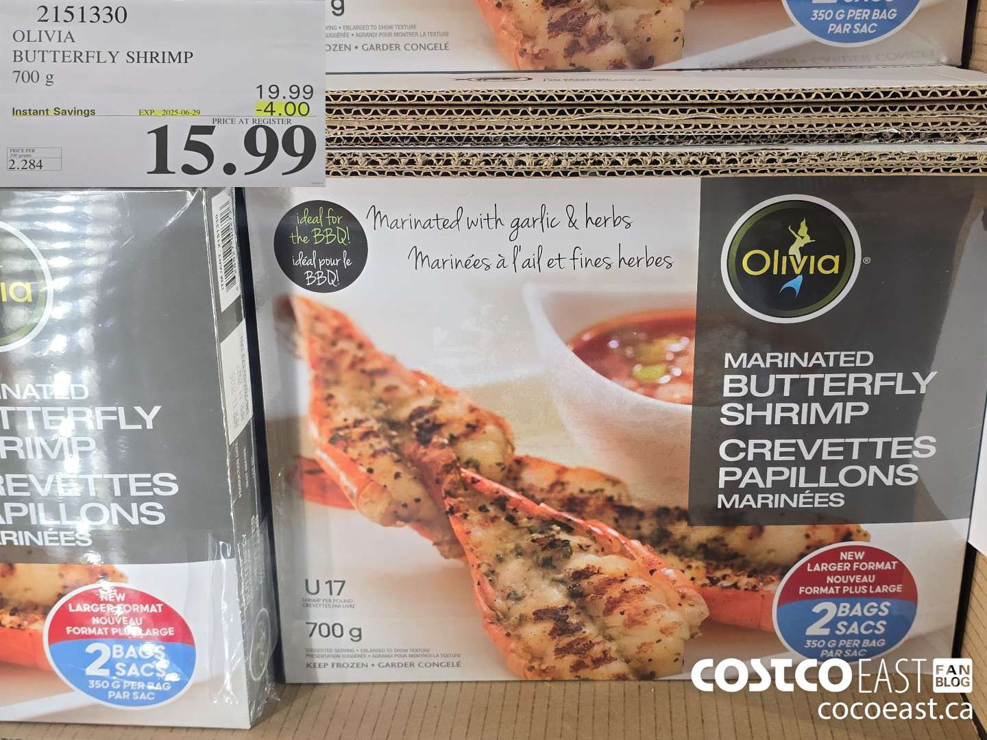 2151330 OLIVIA BUTTERFLY SHRIMP 700 G ($4.00 INSTANT SAVINGS EXPIRES ON 2025-06-29) $15.99