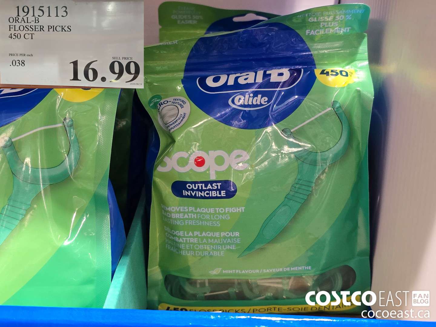 1915113 ORAL-B FLOSSER PICKS 450 CT $16.99