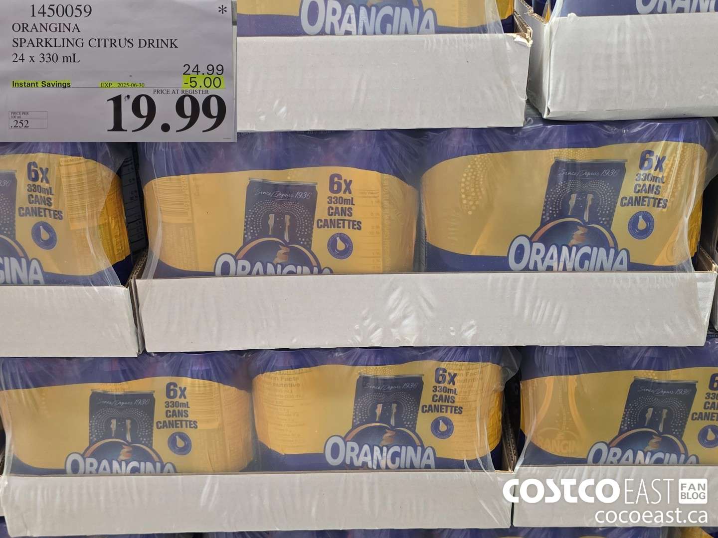 1450059 ORANGINA SPARKLING CITRUS DRINK 24 x 330 mL ($5.00 INSTANT SAVINGS EXPIRES ON 2025-06-30) $19.99