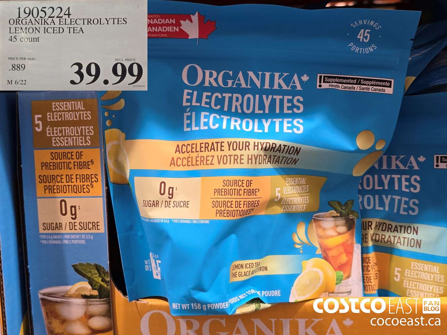 1905224 ORGANIKA ELECTROLYTES LEMON ICED TEA 45 count $39.99