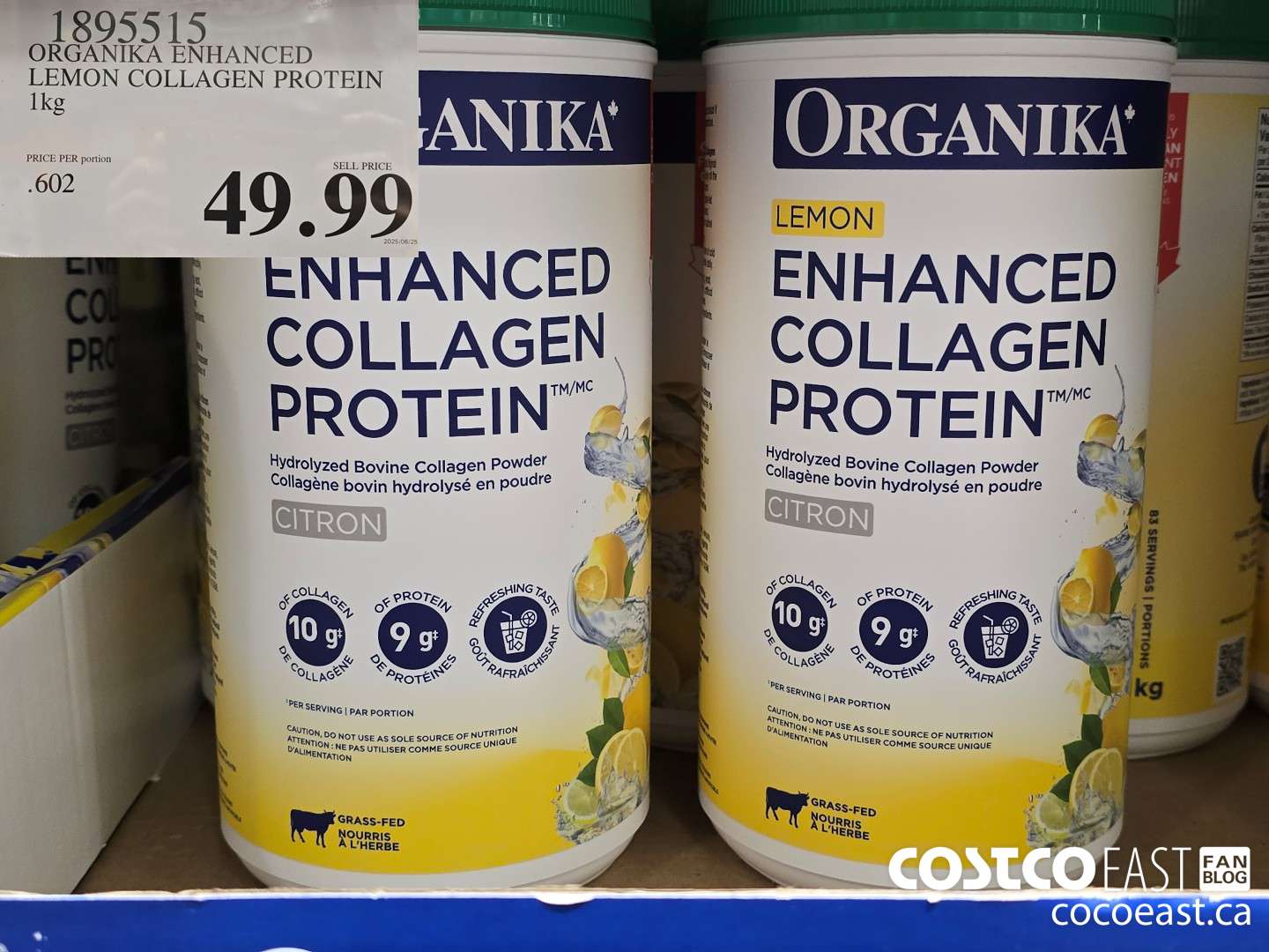 1895515 ORGANIKA ENHANCED LEMON COLLAGEN PROTEIN 1 KG $49.99