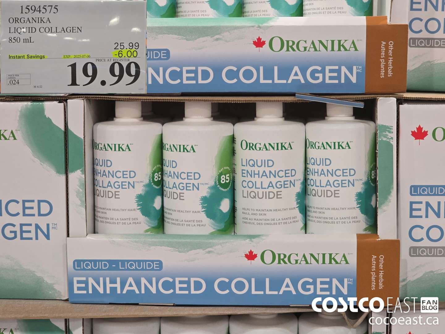 1594575 ORGANIKA LIQUID COLLAGEN 850 ML ($6.00 INSTANT SAVINGS EXPIRES ON 2025-07-06) $19.99