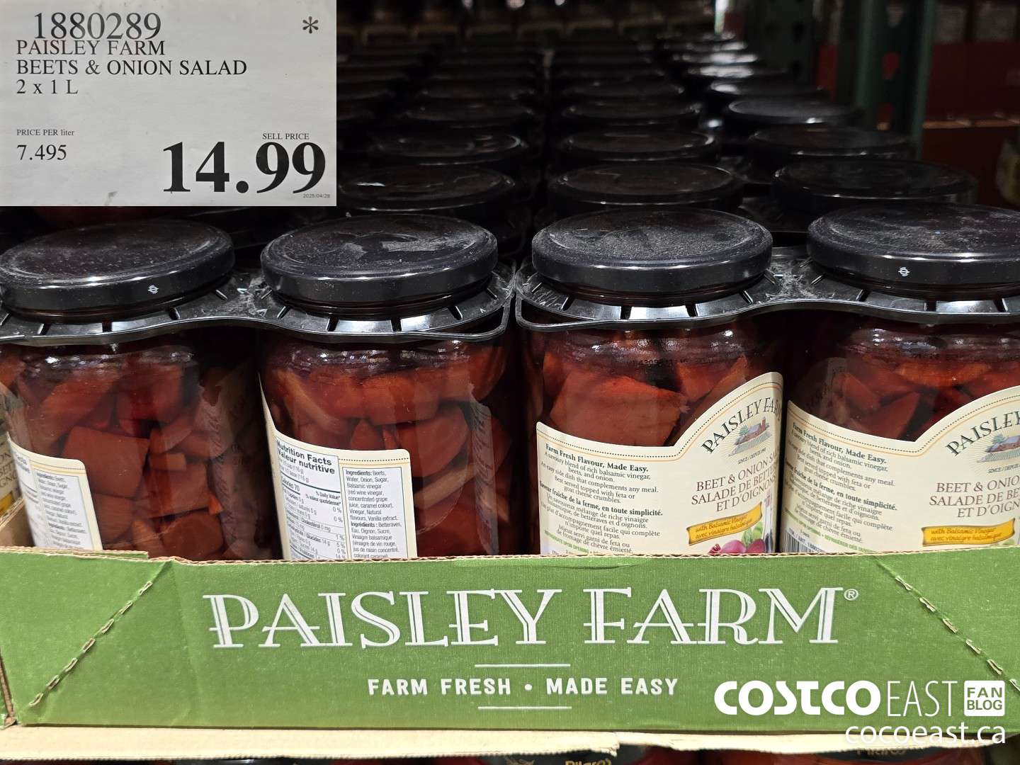 1880289 PAISLEY FARM BEETS & ONION SALAD 2 X 1L $14.99