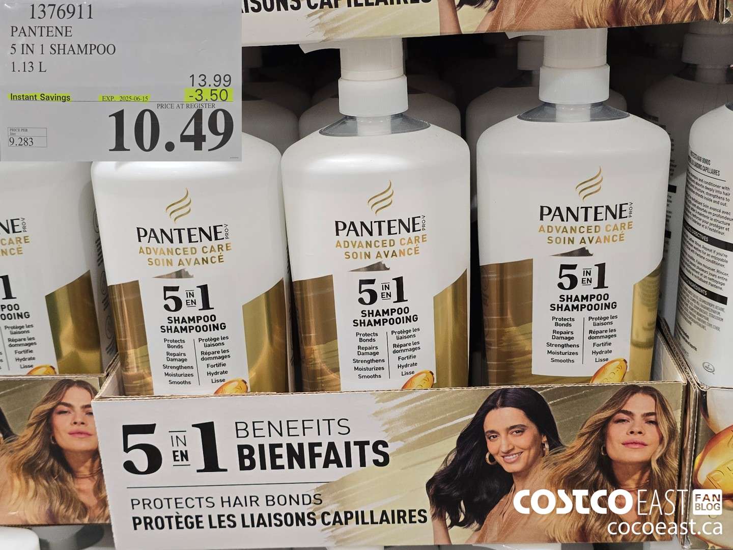 1376911 PANTENE 5 IN 1 SHAMPOO 1.13 L ($3.50 INSTANT SAVINGS EXPIRES ON 2025-06-15) $10.49