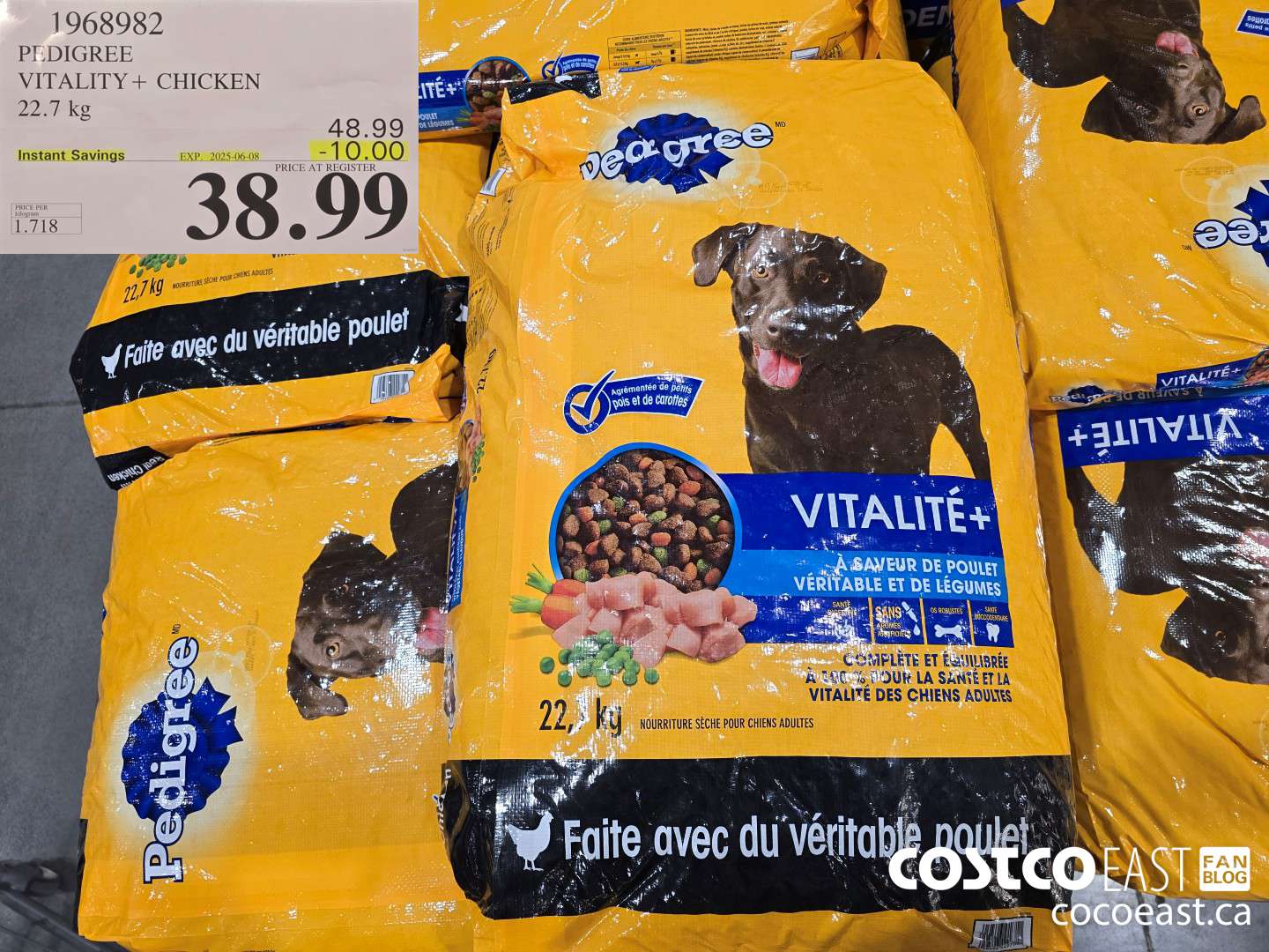 1968982 PEDIGREE VITALITY + CHICKEN 22.7 kg ($10.00 INSTANT SAVINGS EXPIRES ON 2025-06-08) $38.99