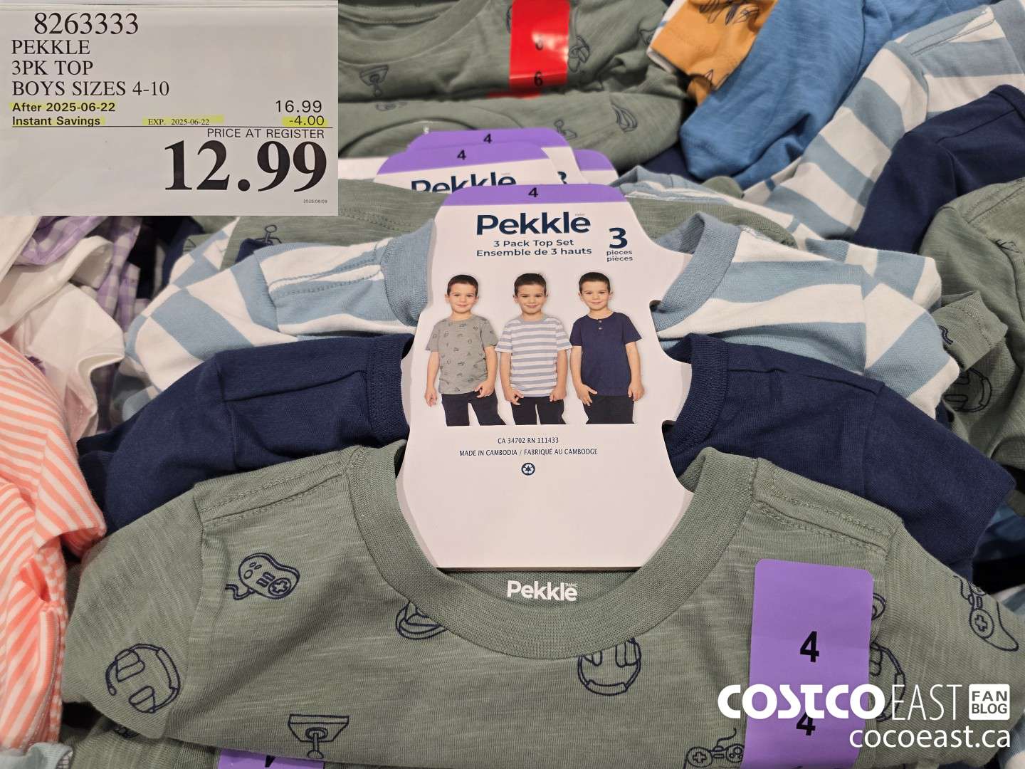 8263333 PEKKLE 3PK TOP BOYS SIZES 4-10 ($4.00 INSTANT SAVINGS EXPIRES ON 2025-06-22) $12.99