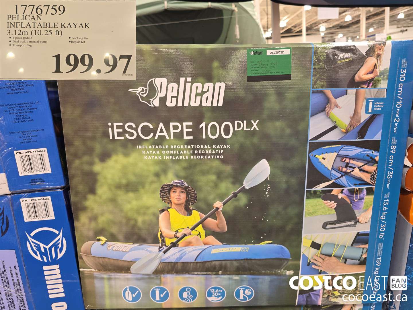 1776759 PELICAN INFLATABLE KAYAK 3.12m (10.25 ft) $199.97