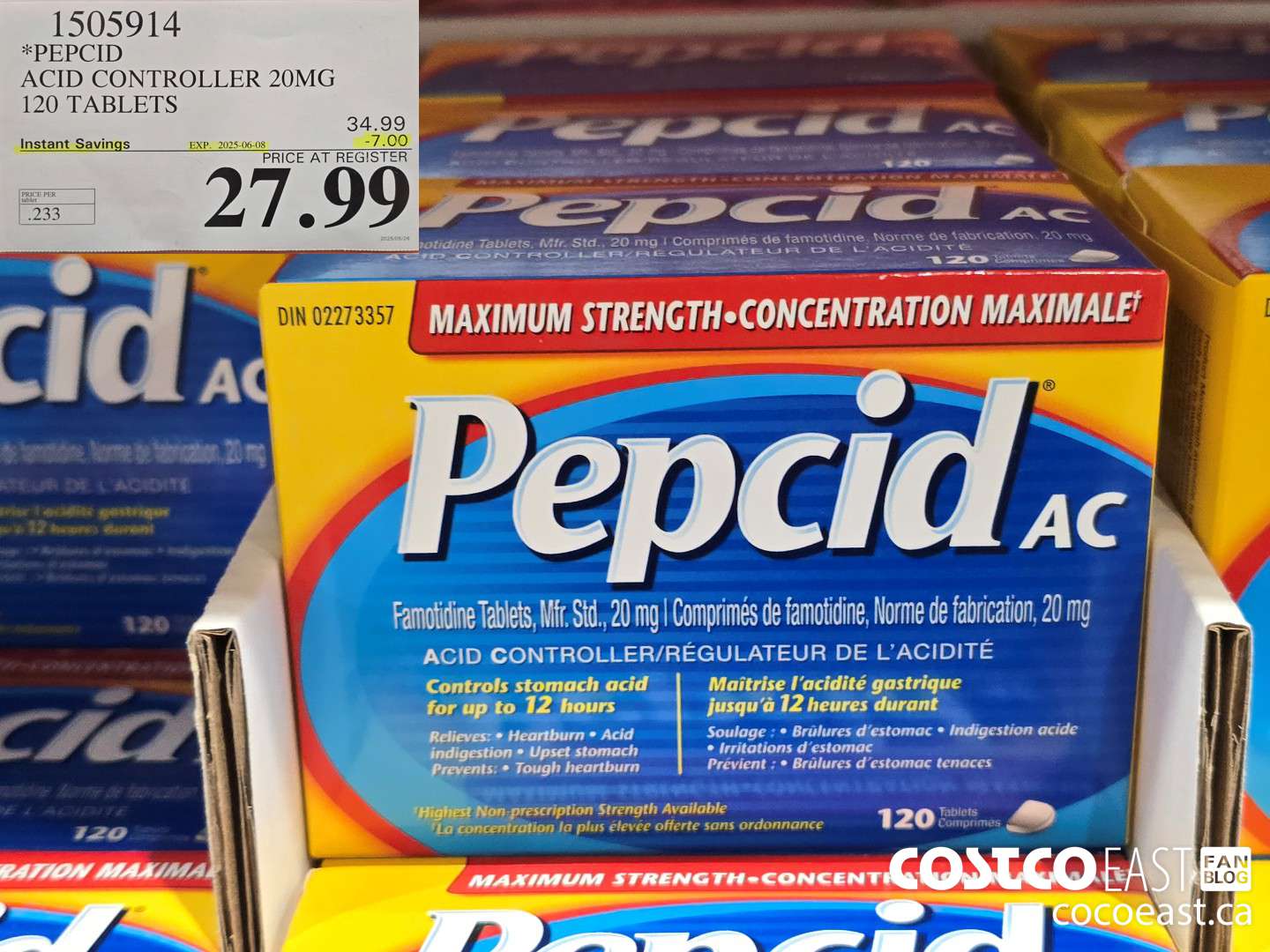 1505914 PEPCID ACID CONTROLLER 20MG 120 TABLETS ($7.00 INSTANT SAVINGS EXPIRES ON 2025-06-08) $27.99