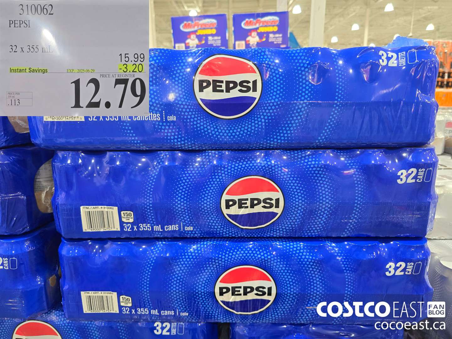 310062 PEPSI 32 X 355 ML ($3.20 INSTANT SAVINGS EXPIRES ON 2025-06-29) $12.79