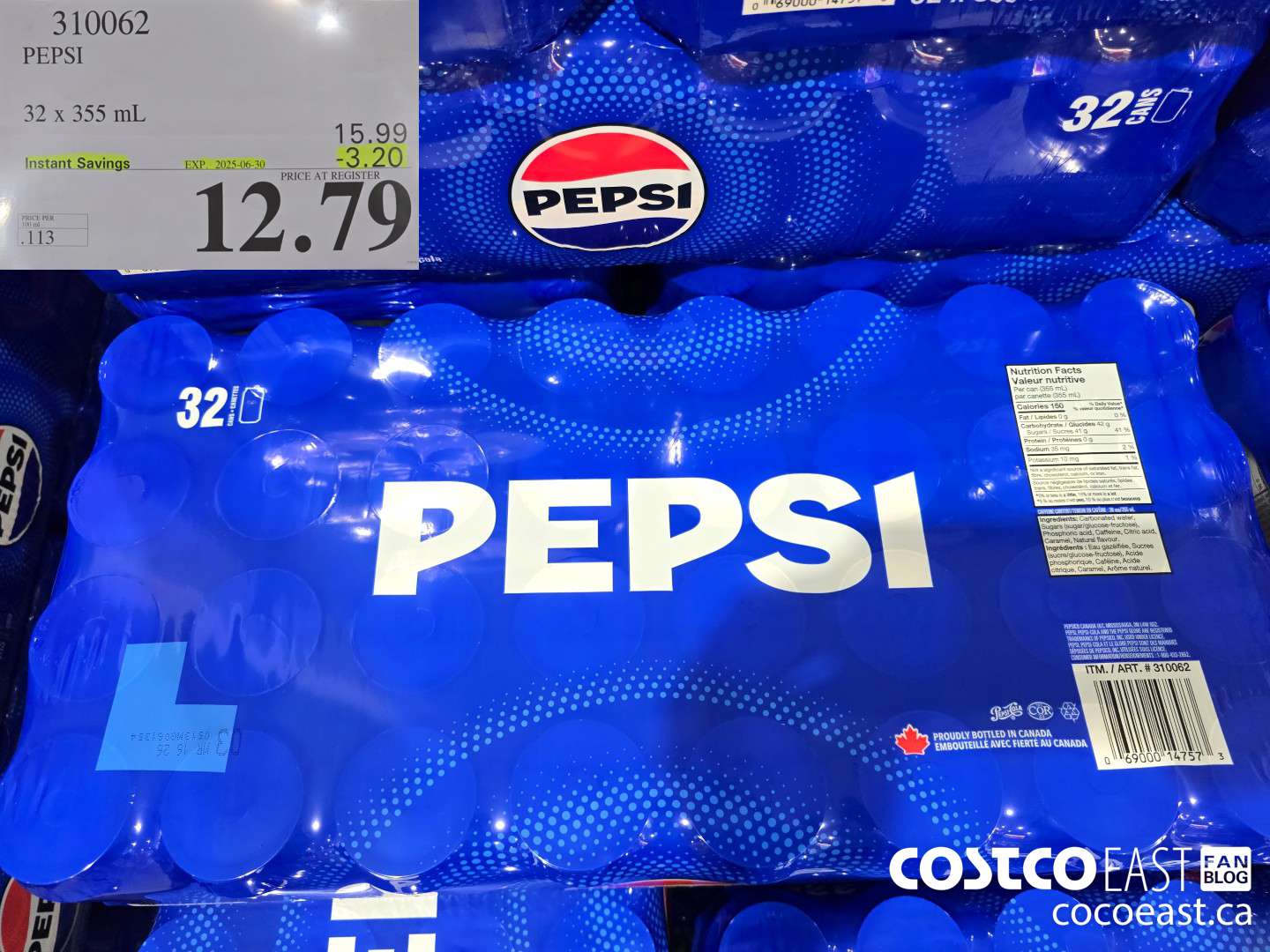 310062 PEPSI 32 X 355 ML ($3.20 INSTANT SAVINGS EXPIRES ON 2025-06-30) $12.79