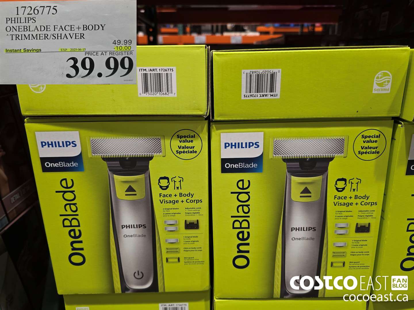1726775 PHILIPS ONEBLADE FACE+ BODY TRIMMER/SHAVER ($10.00 INSTANT SAVINGS EXPIRES ON 2025-06-15) $39.99