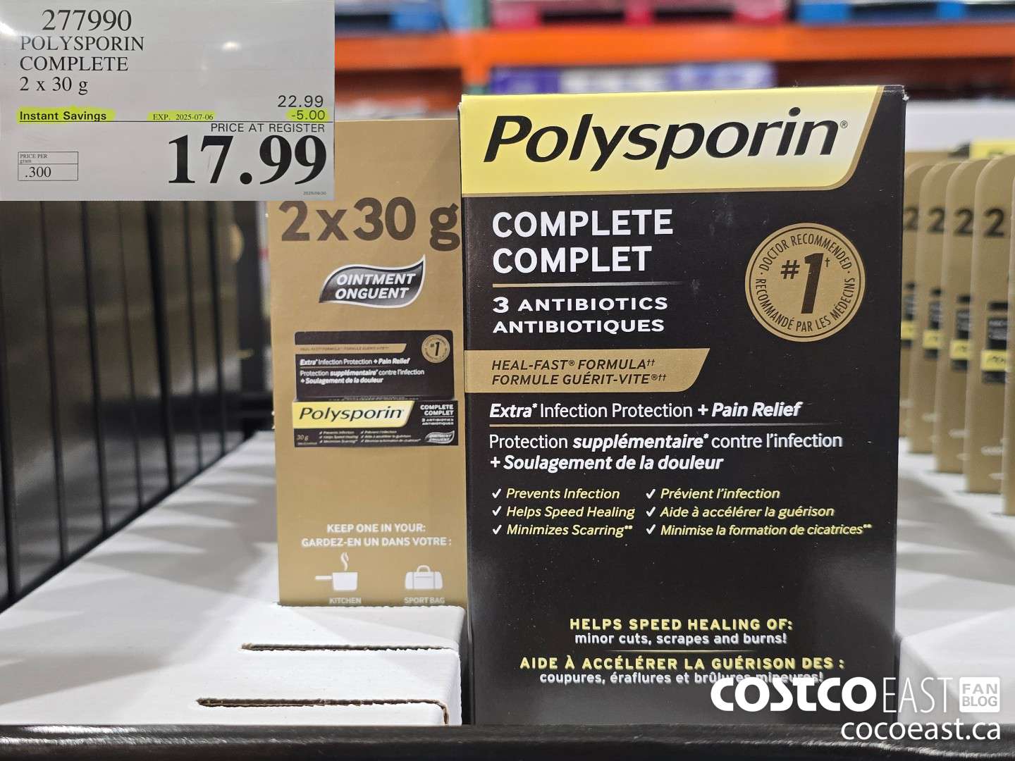 277990 POLYSPORIN COMPLETE 2 X 30 G ($5.00 INSTANT SAVINGS EXPIRES ON 2025-07-06) $17.99