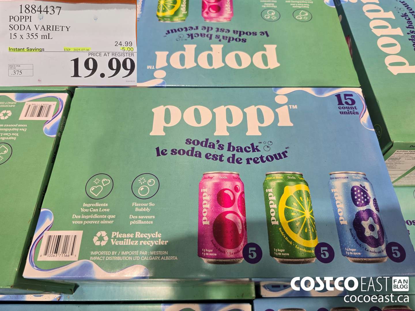 1884437 POPPI SODA VARIETY 15 X 355 ML ($5.00 INSTANT SAVINGS EXPIRES ON 2025-07-06) $19.99