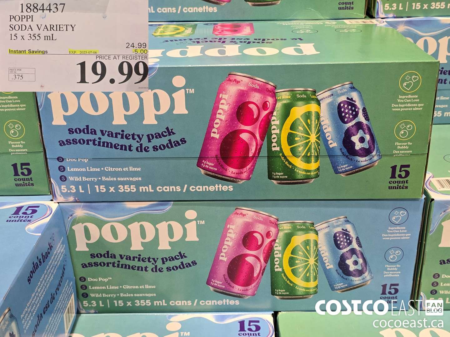 1884437 POPPI SODA VARIETY 15 X 355 ML ($5.00 INSTANT SAVINGS EXPIRES ON 2025-07-06) $19.99