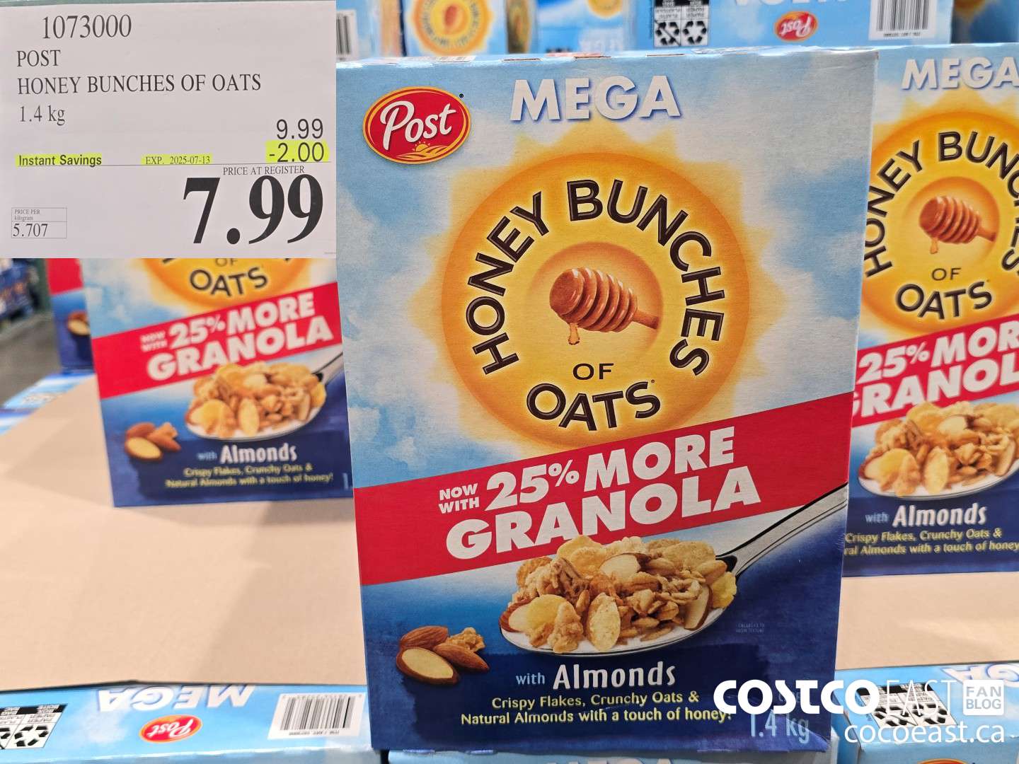 1073000 POST HONEY BUNCHES OF OATS 1.4 KG ($2.00 INSTANT SAVINGS EXPIRES ON 2025-07-13) $7.99