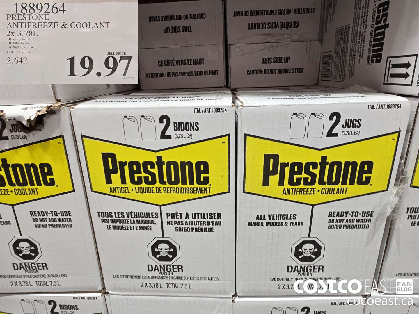 1889264 PRESTONE ANTIFREEZE & COOLANT 2 X 3.78L $19.97