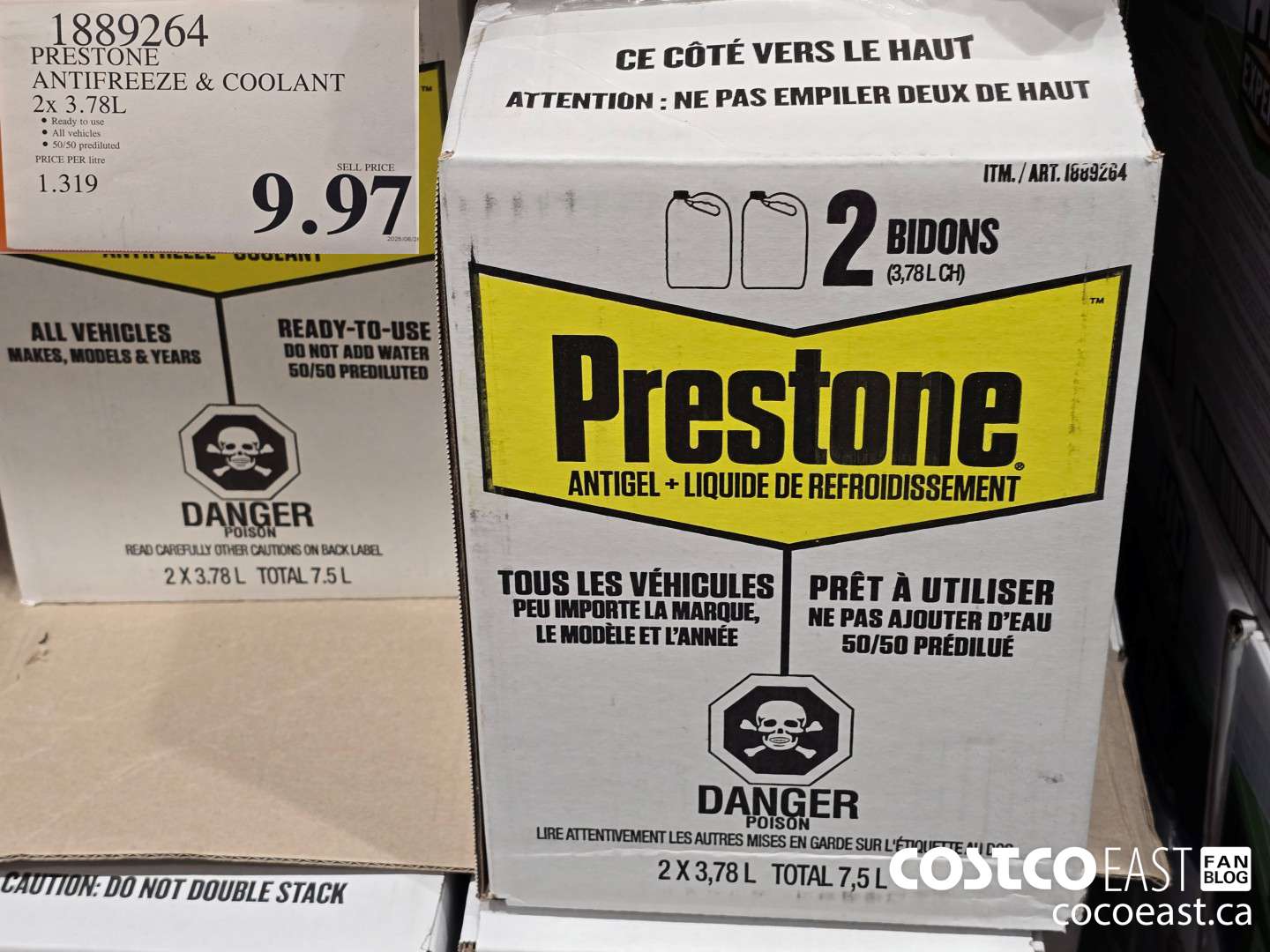 1889264 PRESTONE ANTIFREEZE & COOLANT 2 X 3.78L $9.97