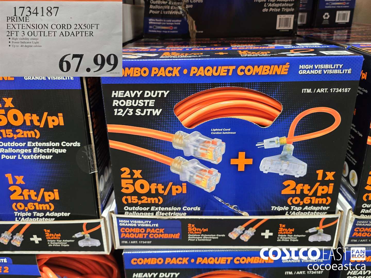 1734187 PRIME EXTENSION CORD 2X50FT 2FT 3 OUTLET ADAPTER $67.99