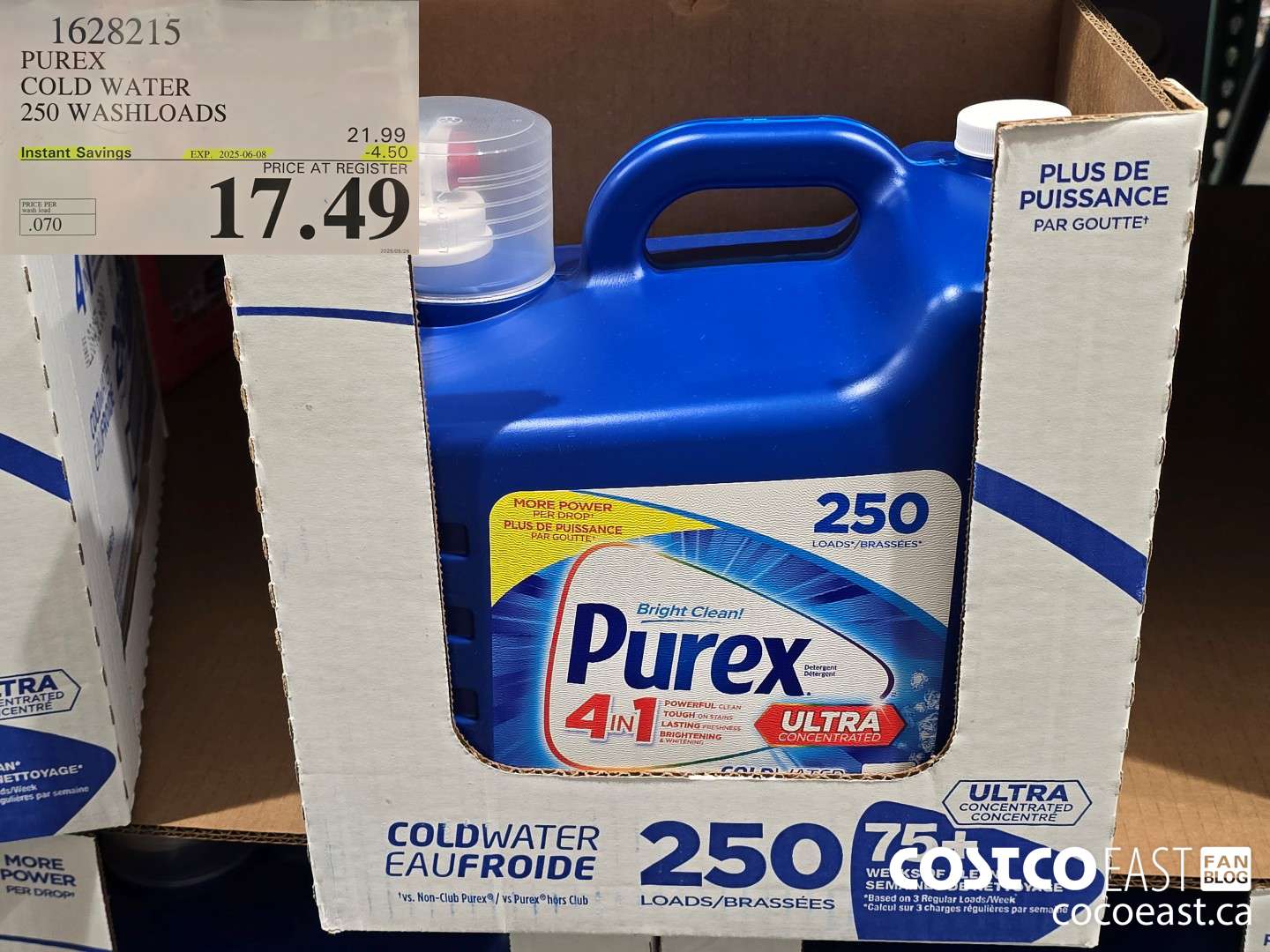 1628215 PUREX COLD WATER 250 washloads ($4.50 INSTANT SAVINGS EXPIRES ON 2025-06-08) $17.49