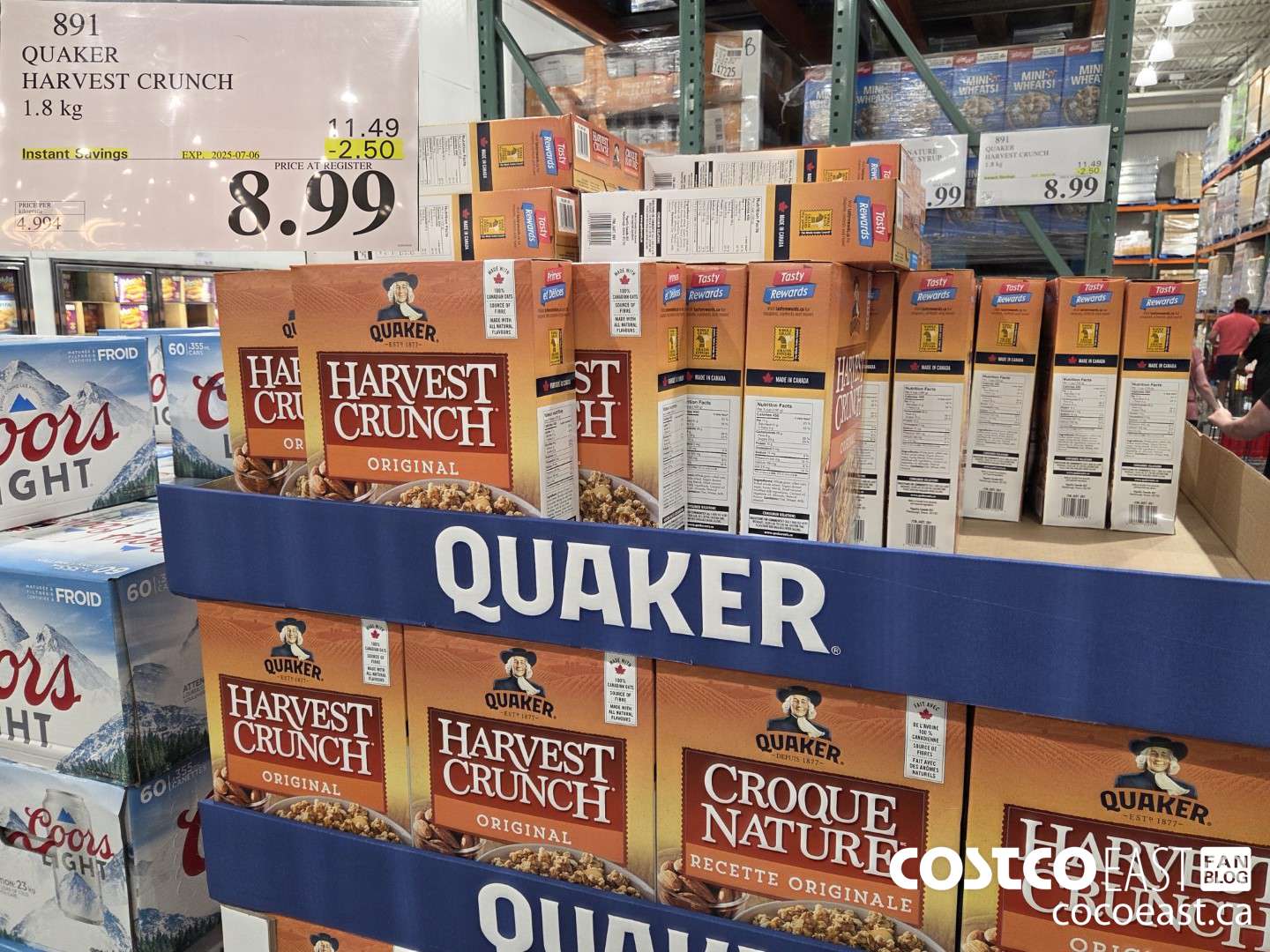 891 QUAKER HARVEST CRUNCH 1.8 kg  ($2.50 INSTANT SAVINGS EXPIRES ON 2025-07-06) $8.99