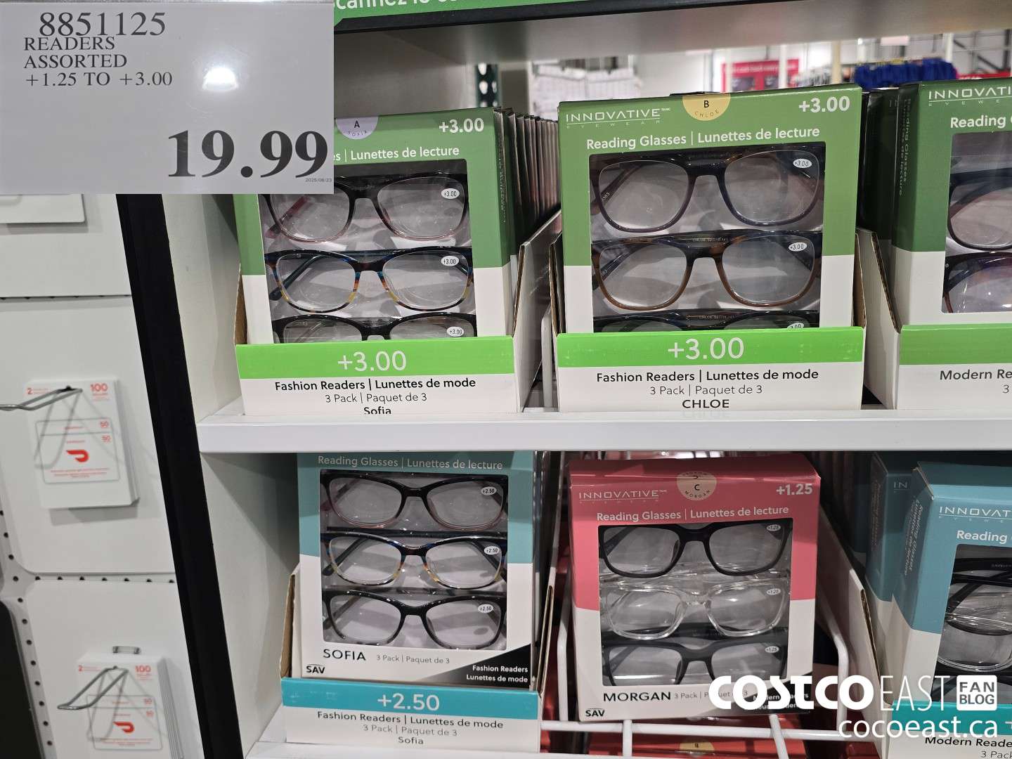 8851125 READERS ASSORTED STYLES +1.25 TO +3.00 $19.99