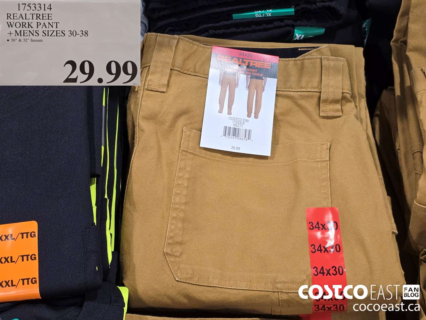 1753314 REALTREE WORK PANT +MENS SIZES 30-38 $29.99