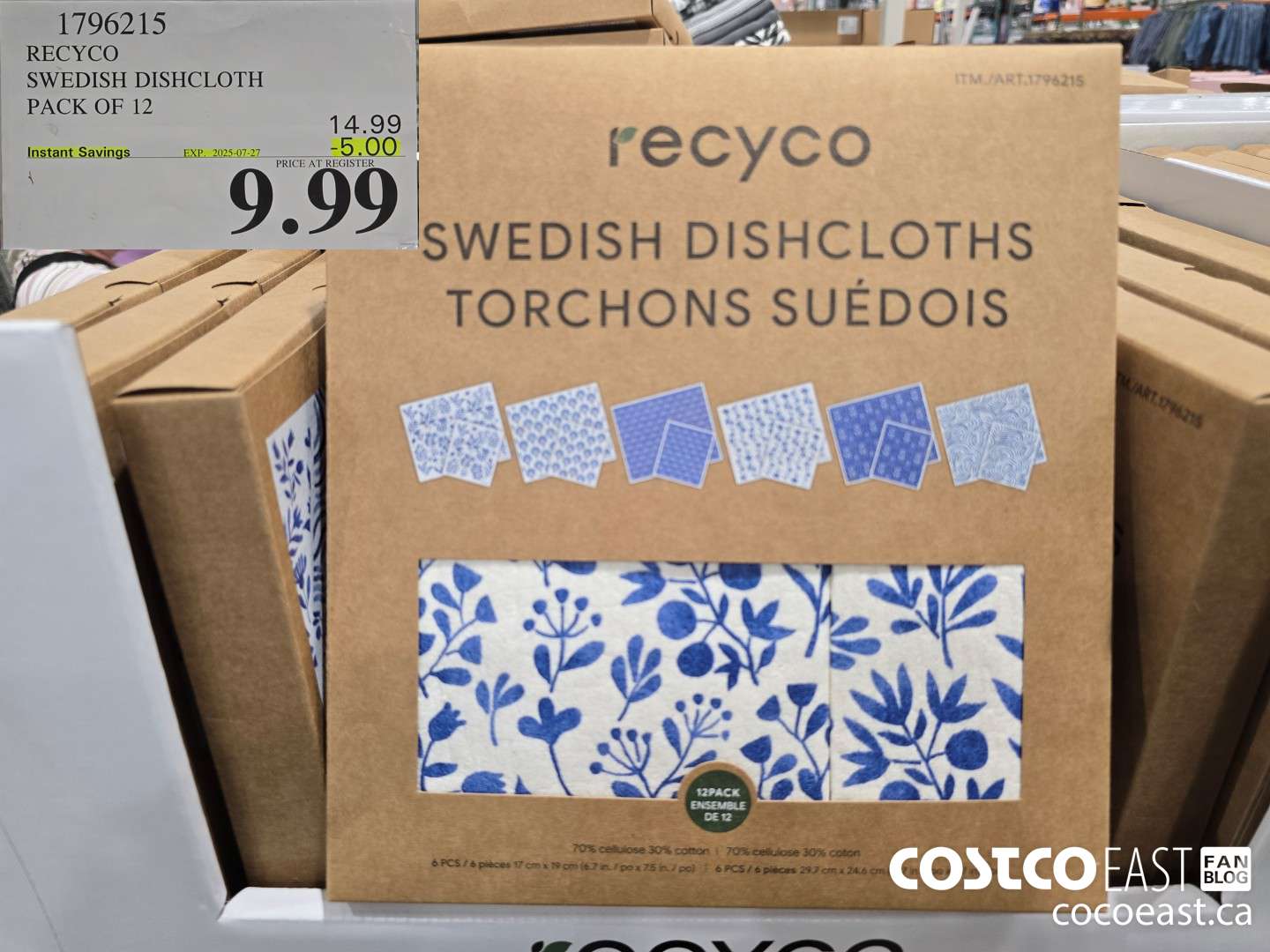 1796215 RECYCO SWEDISH DISHCLOTH PACK OF 12 ($5.00 INSTANT SAVINGS EXPIRES ON 2025-07-27) $9.99