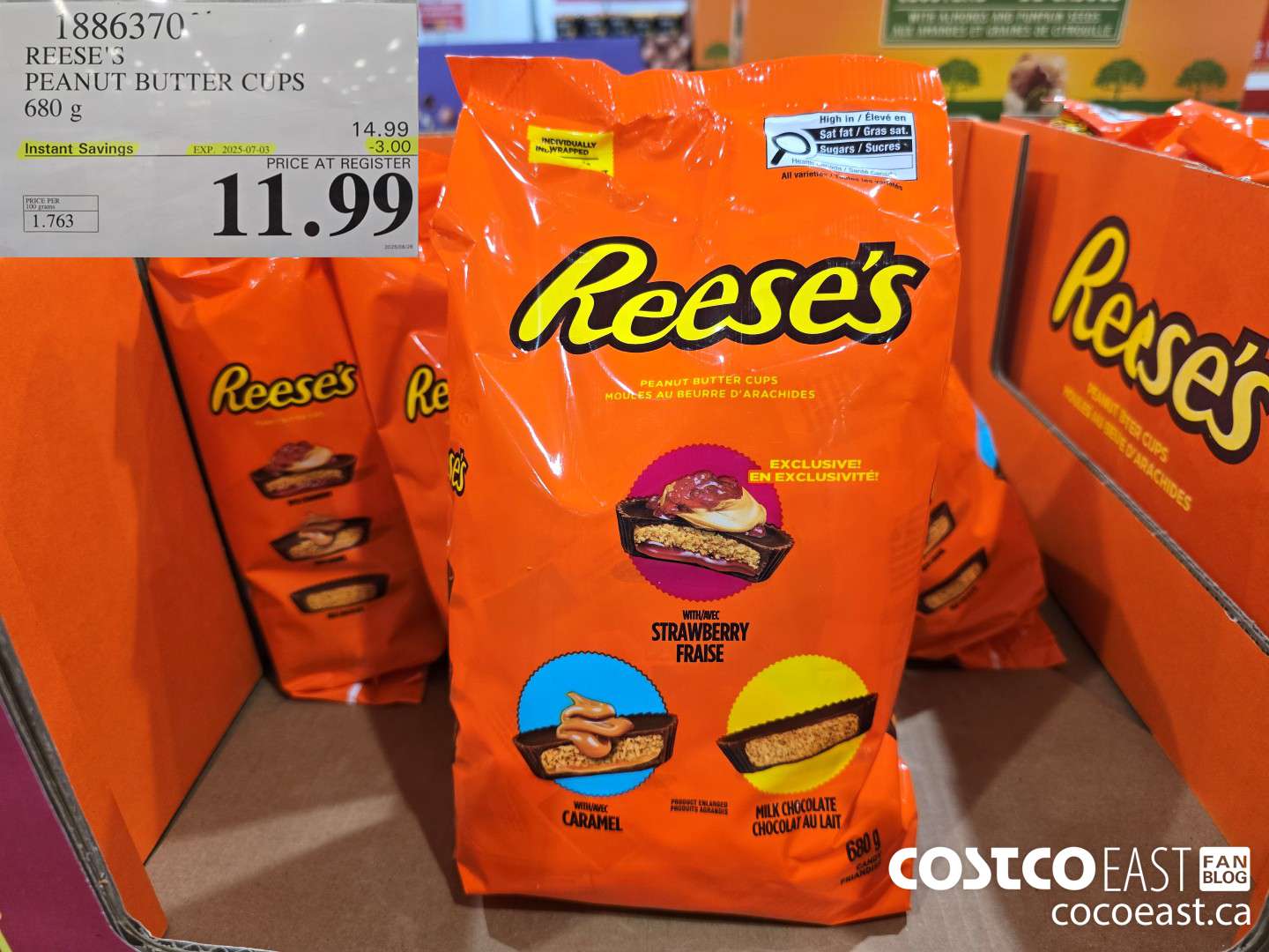 1886370 REESE'S PEANUT BUTTER CUPS 680 g ($3.00 INSTANT SAVINGS EXPIRES ON 2025-07-03) $11.99